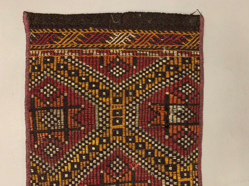Old Turkish narrow Kilim Runner 315x51 cm, shabby chic, vintage kelim Red Black gallery
