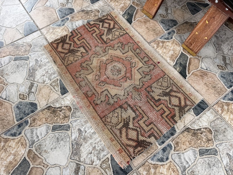 Small Vintage Turkish Oushak Rug Handmade Anatolian Accent Rug Muted Tribal 1x2 gallery