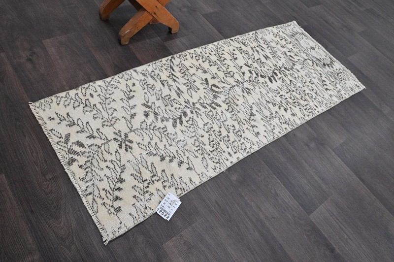 Vintage Turkish Runner Rug 2x5ft Wool Anatolian Handmade Hallway Oushak BEIGE gallery