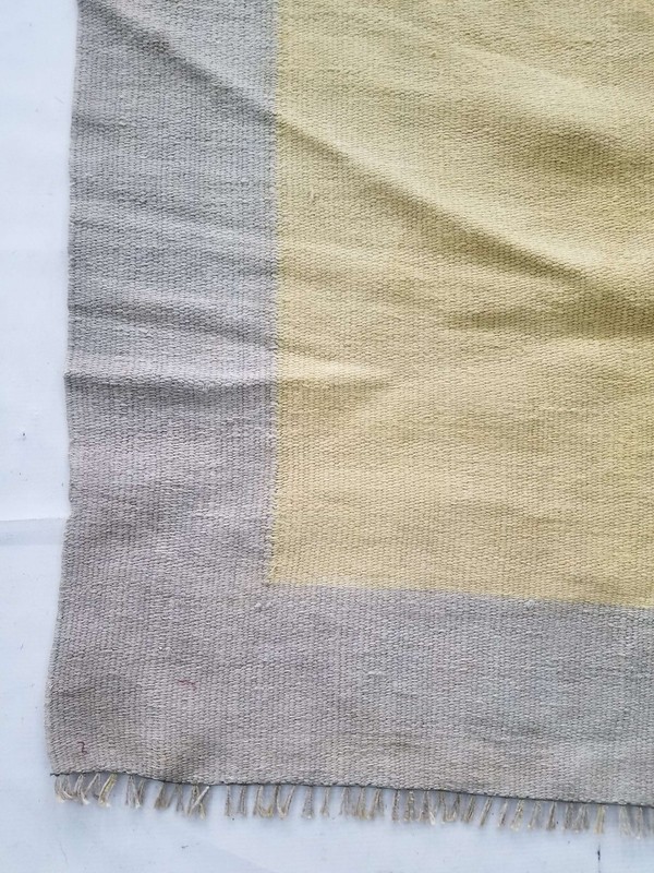 Vintage Handmade Traditional Yellow Grey Kilim Floor Rug Carpet 157x117cm gallery