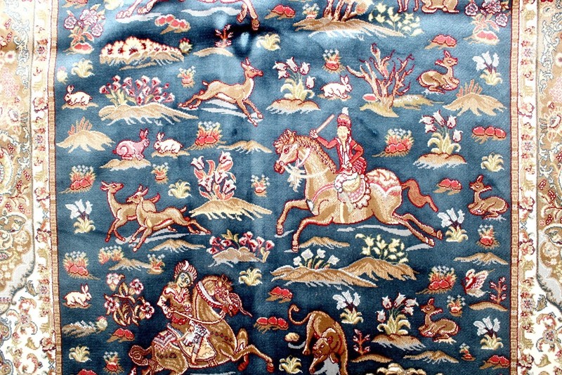 6X4 SPECTACULAR NEW 1000KPSI HI QLTY POWER LOOMED SILK QUOMM HUNTING TURKISH RUG gallery