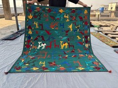 Uzbek Kilim Rug, Handwoven Wool, Animal Bird Motifs Tribal Design, Wool Area Rug