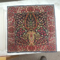 Antique 19″ Square Hand Knotted Oriental Rug 100% Wool