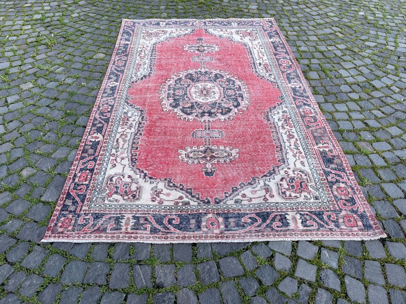 Bohemian Large Rug, Turkish Vintage Rug, Handmade Wool Rug, 5,7 x 9,2 ft gallery
