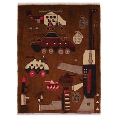 Afghan AK-47 War Rug Handmade Cultural Decor Carpet 2.8×2 ft