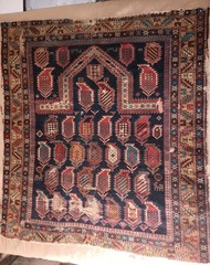 Caucasian Marasali VINTAGE 1900s Hand Knotted SIGNED 47 x 51 Wool Prayer Rug