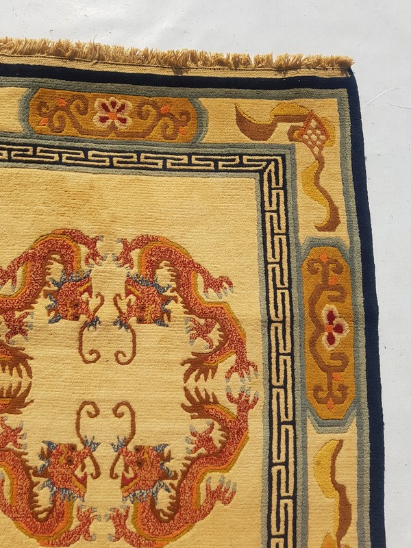 Vintage Handmade Chinese Peking Dragon Style Wool Rug 166x90 cm gallery