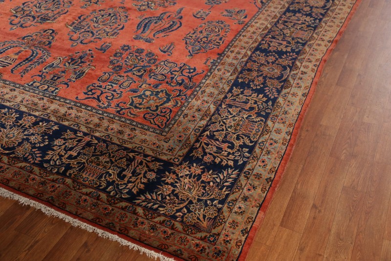 Pre-1900 Vegetable Dye Manchester Wool Hand-made Room Size Antique Rug 10x16 gallery
