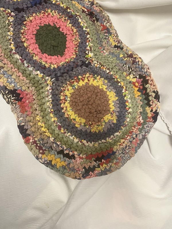 Antique handmade Braided Rag Rug Farmhouse Cottage Porch Runner Decor 44” gallery