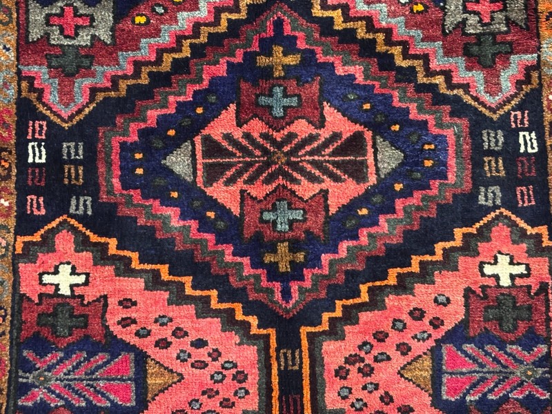 Vintage Zanjan 4x7 Hand Knotted Wool Oriental Tribal Area Rug Red Blue Geometric gallery