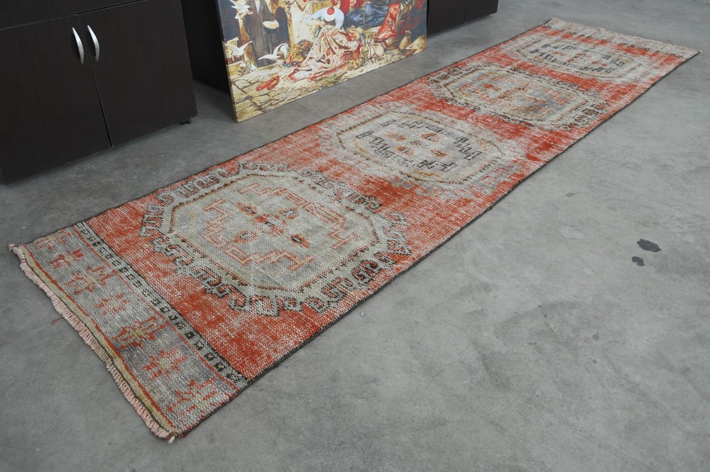 Oushak Runner Rugs Turkish Hand-Knotted Hallway Carpet Vintage Rug 3x11 ft,181