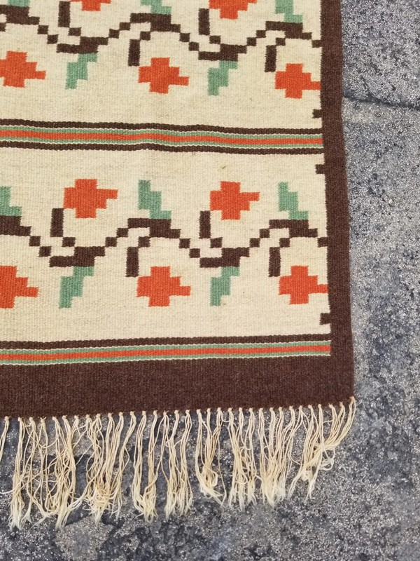 Fine Vintage Traditional Handmade Scandinavian Wool Multicolor Kilim 4.6x2.3 ft gallery
