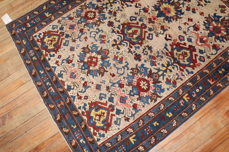 Antique Gorgeous Caucasian Shirvan Kazak Kuba Dated Rug Size 4'3''x5'3'' gallery