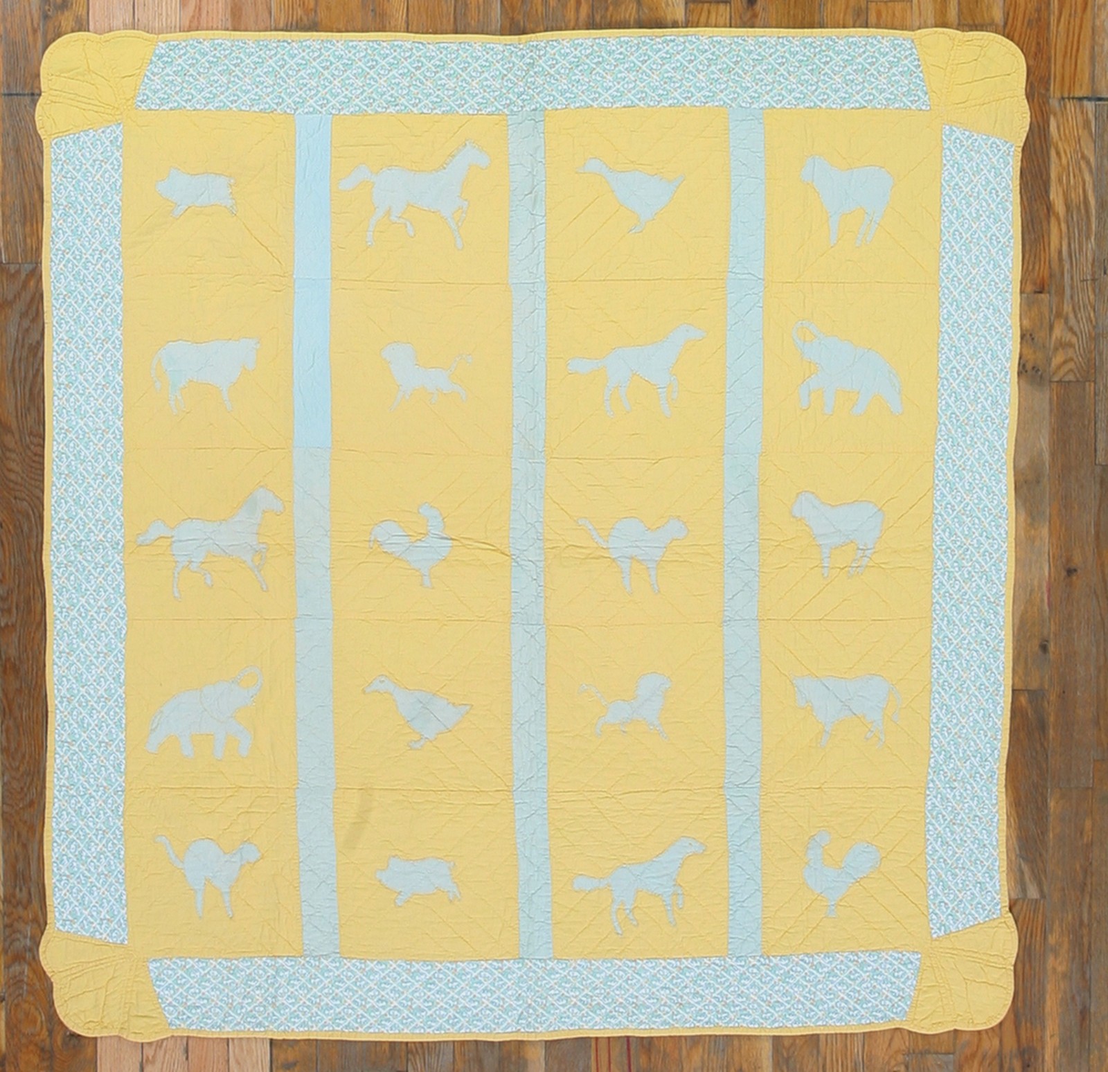 4X4 Antique American Quilts Wool Area Rug 1935 gallery
