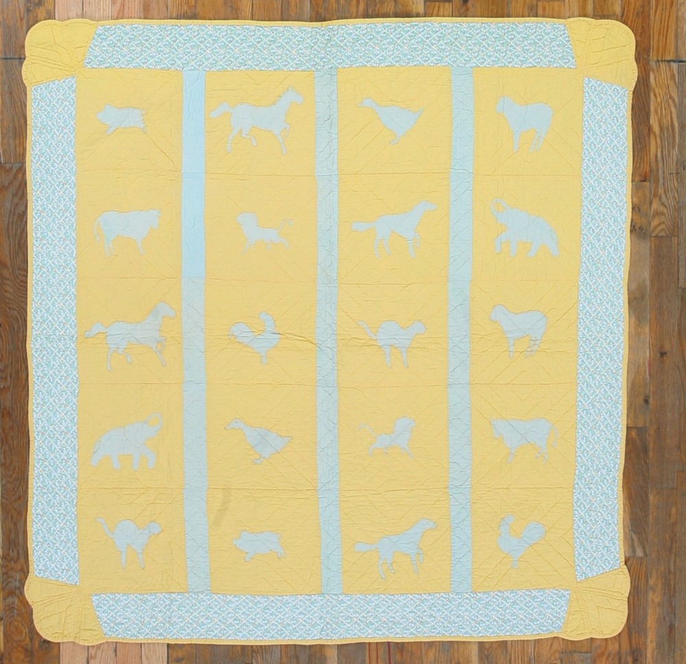 4X4 Antique American Quilts Wool Area Rug 1935