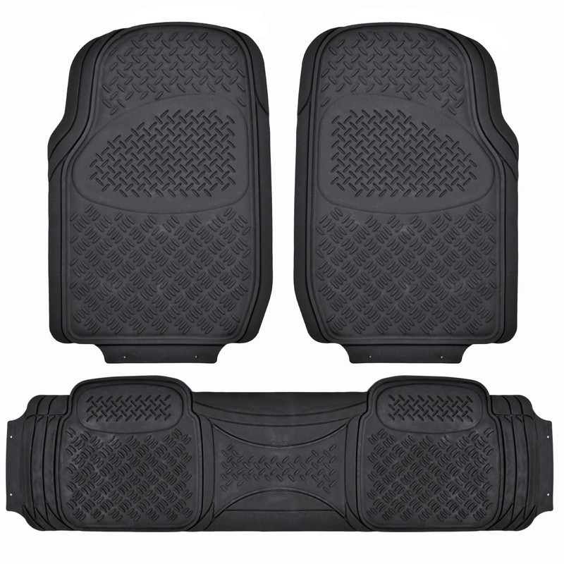 Heavy Duty Rubber Floor Mats Trim to Fit All Weather Non Slip 3 Piece Set New gallery