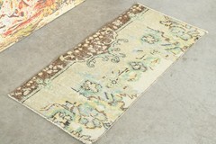 Small Turkish Antique Carpet Vintage Rug 1×3 Old Handmade Oushak Area Rug 562
