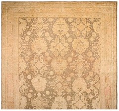 Antique Turkish Oushak Carpet 15’×21’6″ Taupe & Rose Pink Allover