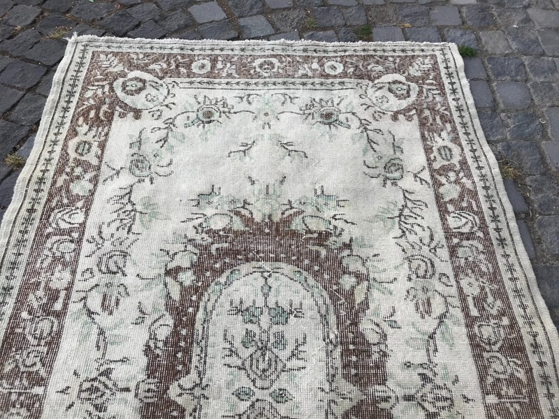 Bohemian Area Rug Handmade Wool Rug Turkish Vintage Traditional Rug 3,8 x 6,9 ft gallery