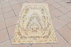 Turkish Oushak Rug 3’8 x 6’1 ft. Vintage Anatolian Oushak Muted Rug Area Rug