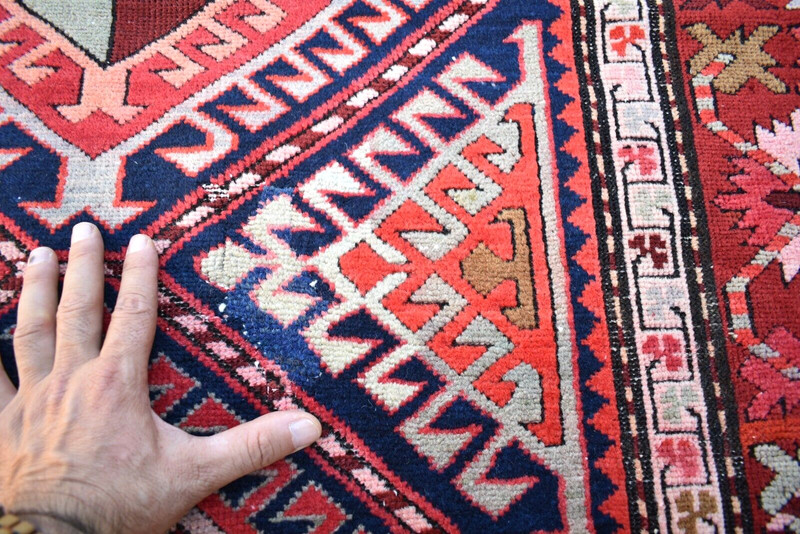 Antique Caucasian Rug 44'' x 115'' Collector's ltem Quba Runner Organic Wool Rug gallery