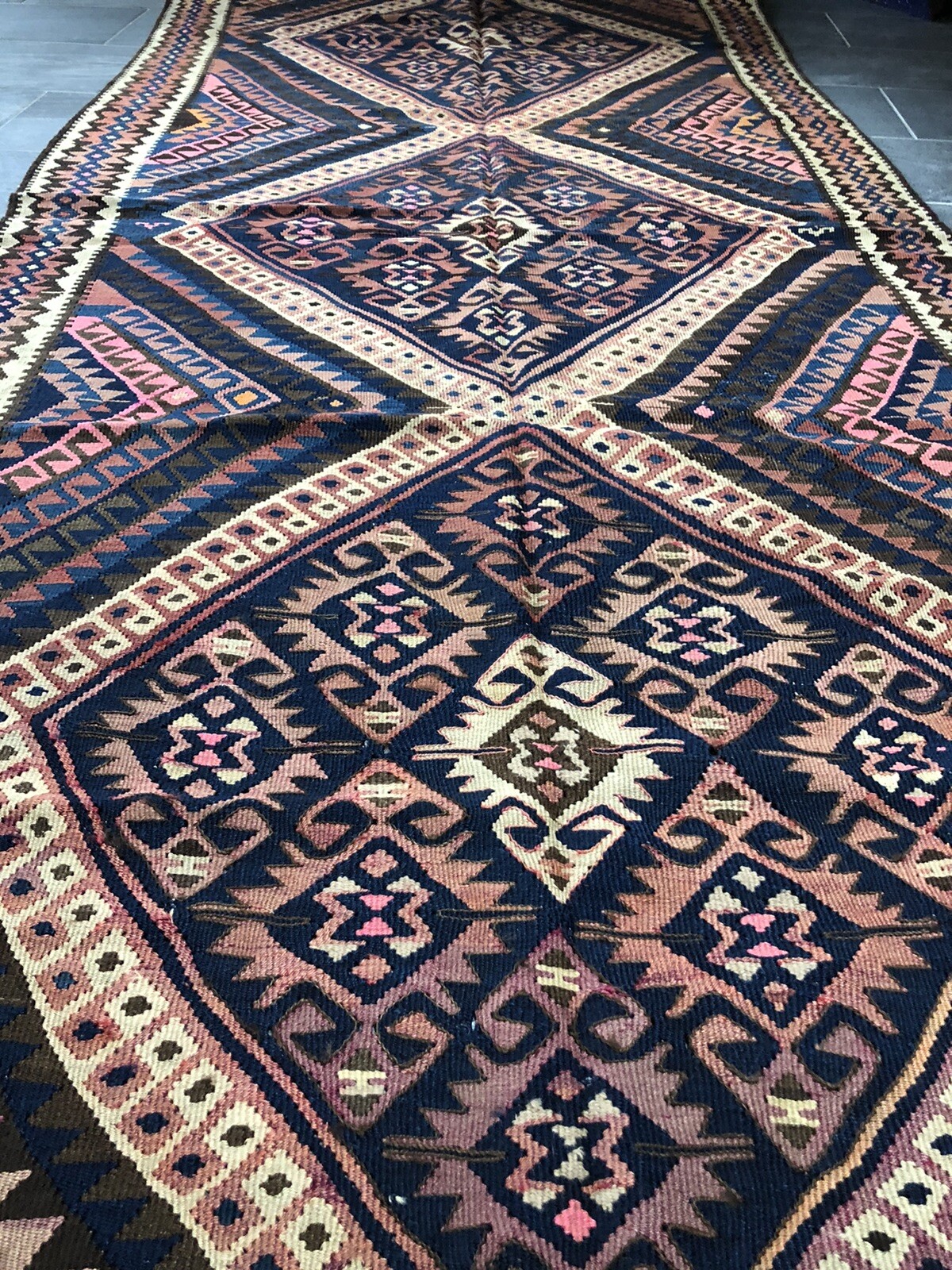 Antique Turkish Kilim 4x9 One Of A Kind Kilim Circa 1920's Tribal, Vintage, gallery