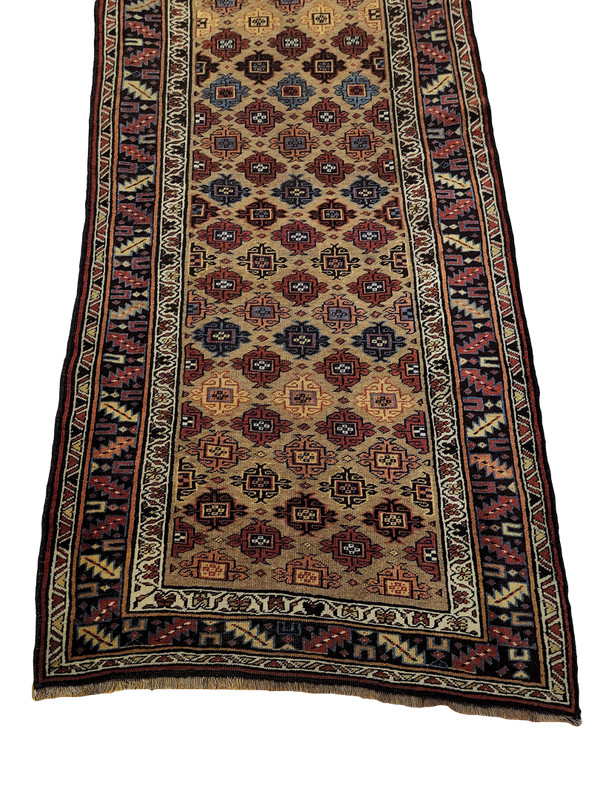 Semi-Antique Kurd-Bidjar runner, Beige Red Blue - 3'9" x 9'2" gallery