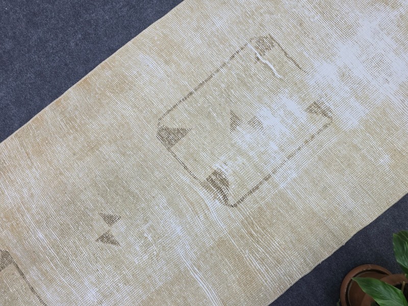 2' x 8' Vintage Runner Rug, Turkish Oushak Wool Beige Brown Hallway Runner Rug gallery