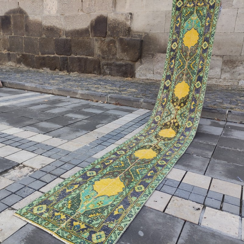 2x13 Turkish kitchen rug 2.17 x 13.16 ft Vintage Patchwork 66 x401 cm Runner Rug gallery