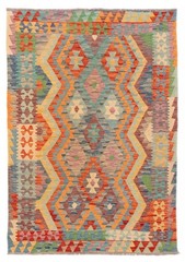 Vintage Hand Woven Area Rug 4’2″ x 5’5″ Traditional Wool Oriental Carpet