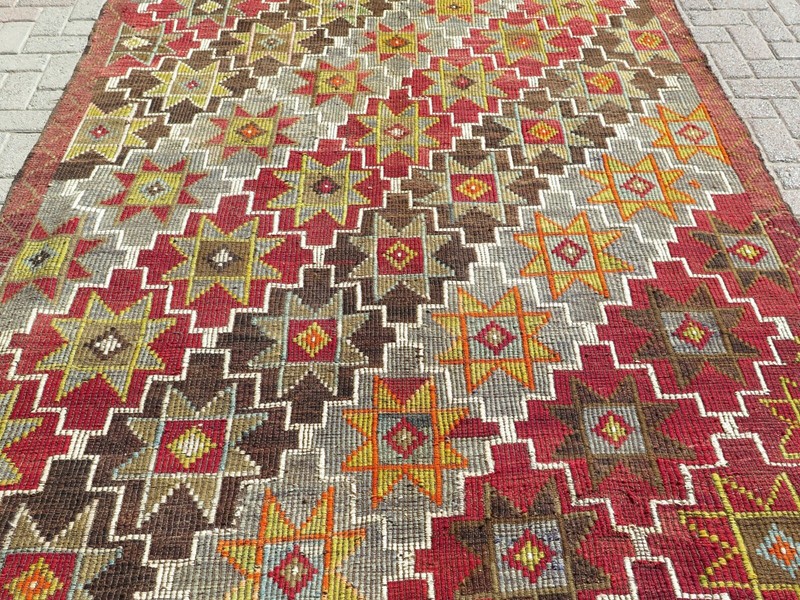 Turkish Kilim Wool Rug, Area Rugs, Handmade Floor Carpet, Large Teppich 75"X144" gallery