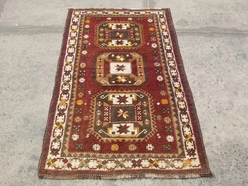 Vintage Distressed Hand Made Traditional Oriental Wool Brown Rug 217x143cm gallery