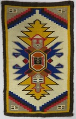 Rare VTG Tribal Native American Aztec Incan Southwestern Virgin Wool Rug 80s 90s