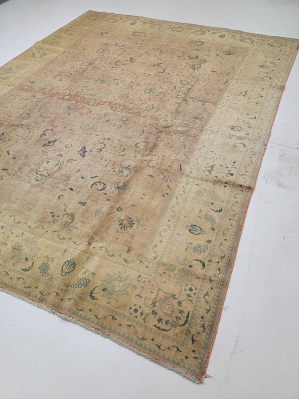 Antique Oriental Hand-Knotted Wool Area Rug Terracotta/Green/Beige 8'6" x 11' gallery