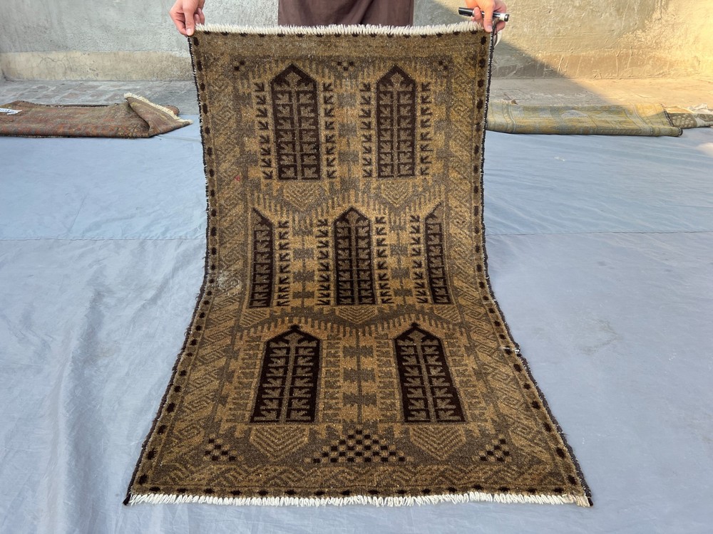 Vintage Afghan Baluchi Rug 2'7x4'5 Ft Hand Knotted Wool Tribal Rare Accent Rug