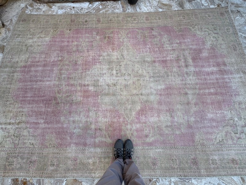 8x11 Handmade Large Vintage Pink Rug 7’7” x 11’3” Wool Living Room Decor Carpet gallery
