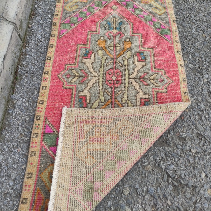 xox borders 2x3 Turkish Vintage Small Rug 49 x 105 cm Bath Mat 1.61 x 3.44 ft gallery