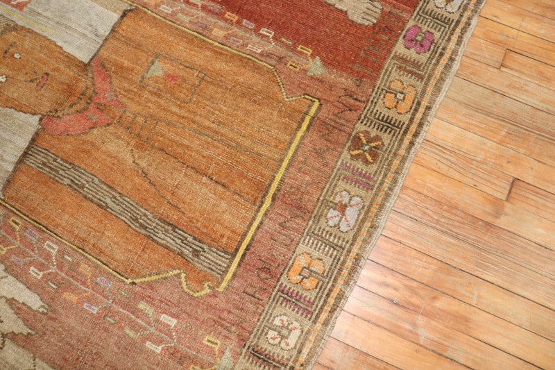 Vintage Kurdish Kars Pictorial Lion King Gallery Rug Size 5'2''x9' gallery