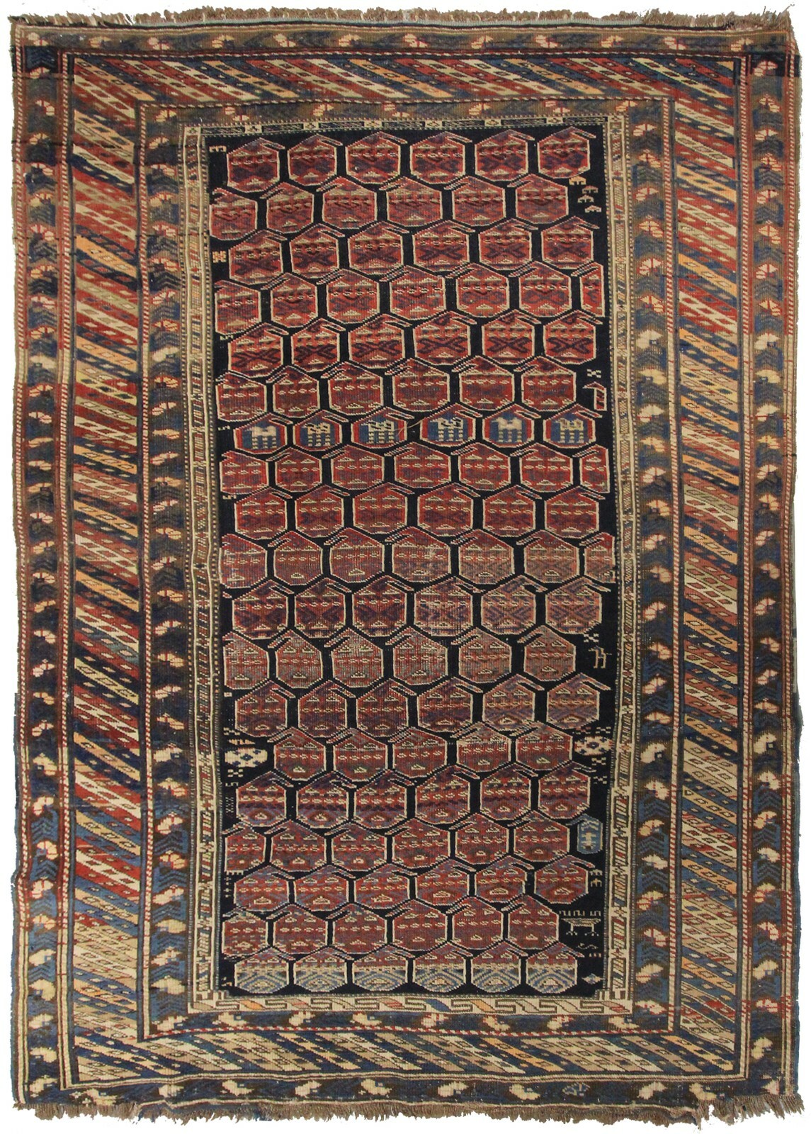 4x6 Authentic Antique Caucasian Rare Shirvan Rug Blue Kuba 117cm x 173cm gallery