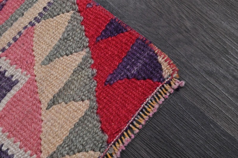 Vintage Turkish Runner Rug 3x12ft RED Handmade Anatolian Oushak Hallway Wool gallery