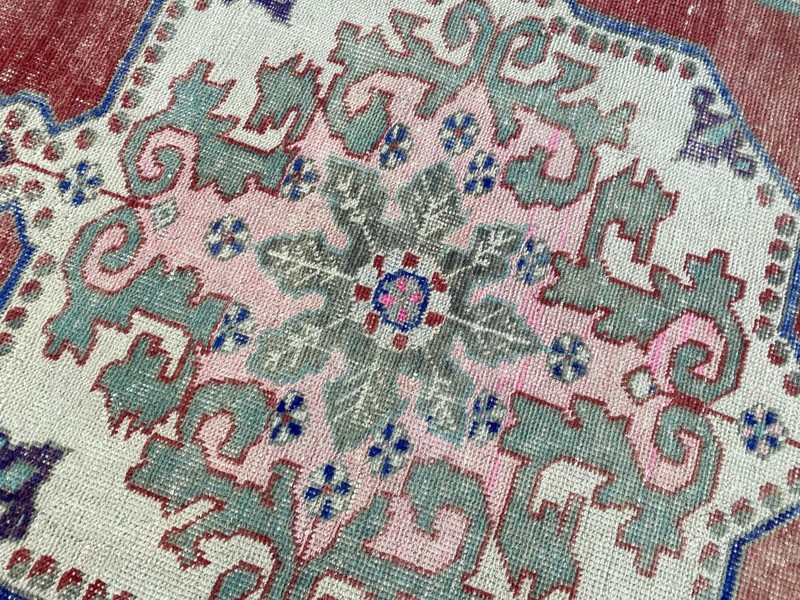 1970s Vintage Turkish Avanos Rug, Geometric Handmade Anatolian Tribal Carpet 3x7 gallery