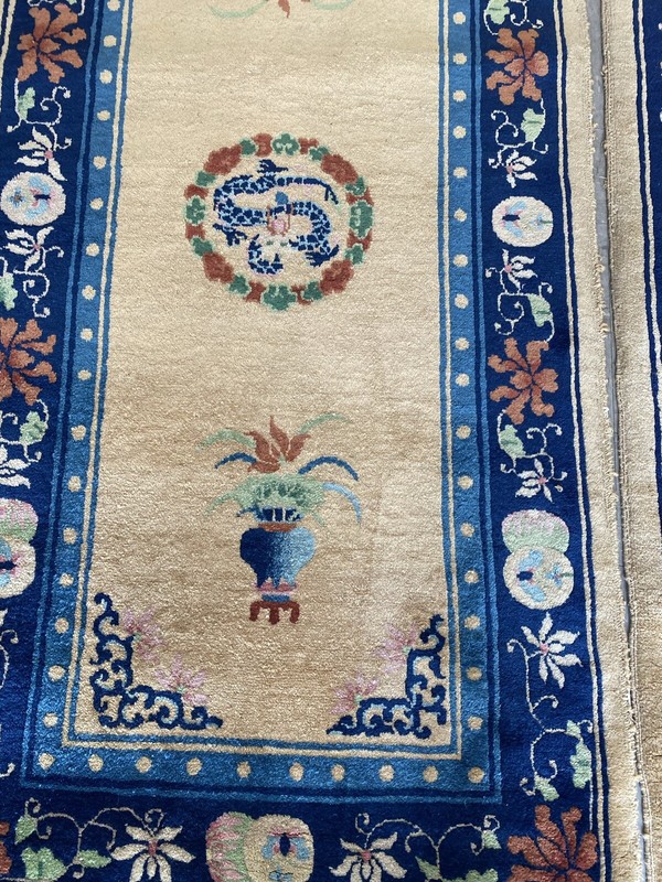 ANTIQUE CHINESE ART DECO RUG #9349and #9350 a pair 3x6 in perfect condition gallery