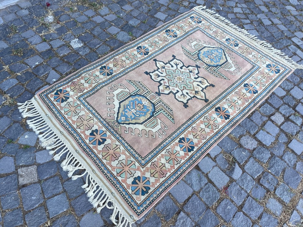 Home Decor Rug, Turkish Vintage Rug, Boho Decor Rug, Oushak 3,7 x 6,1 ft