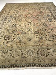 Antique Oriental Hand-Knotted Wool Area Rug Beige/Green/Brown 10’3″ x 13’4″