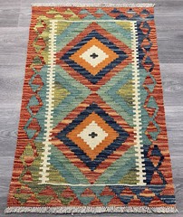 Vintage Kilim Traditional Hand Made Oriental Wool Kilim 3ftx1ft11inc 92cmx59cm