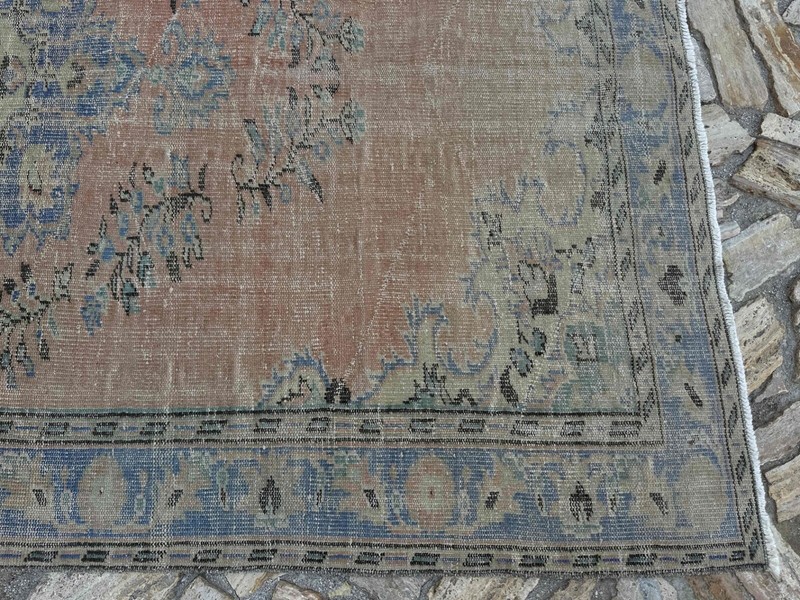 Large Hand-Knotted Oushak Rug 6x9 Orange Wool Traditional Carpet Low Pile Rug gallery