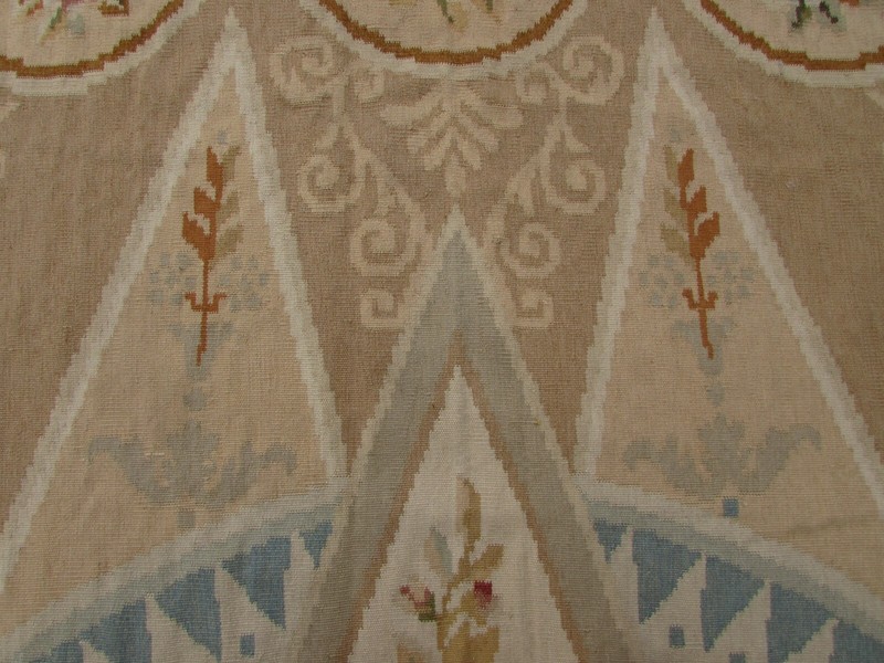 Vintage Hand Made French Design Wool Beige Large Original Aubusson 363X270cm gallery