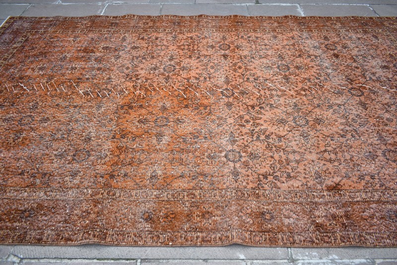 Vintage Turkish Rug 6 x 10 ft Anatolian Over Dyed Rug Painted Wool Area Rug gallery
