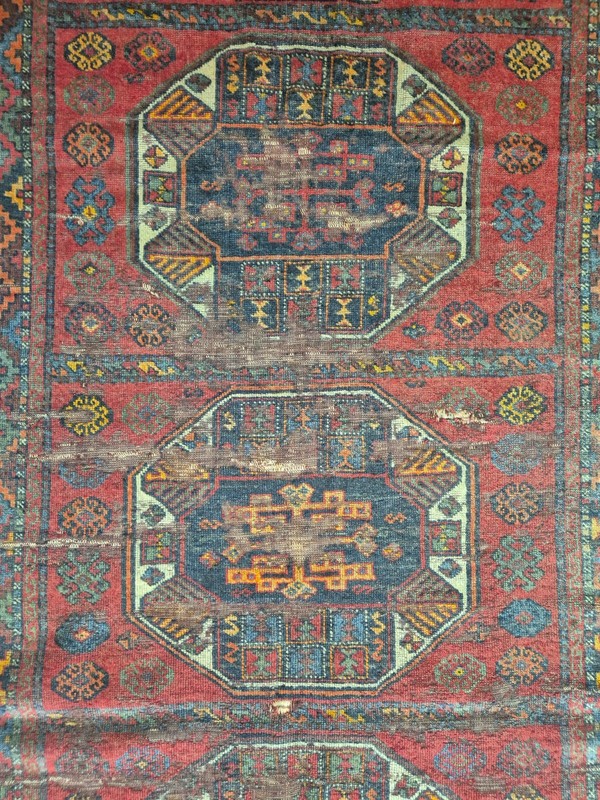 100 yo Antique Konya Cihanbeyli Hand-Knotted Runner Rug , 47x130" Fragment Rug gallery