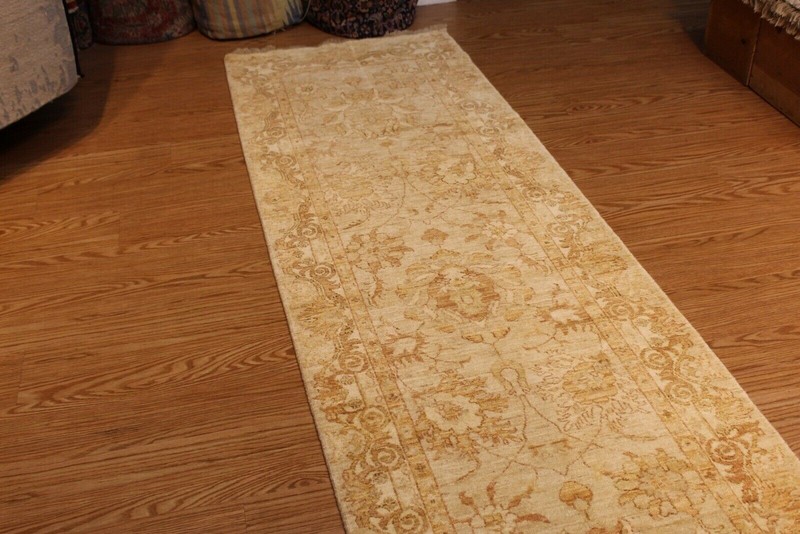 12 Ft. Hall Runner, Fine Quality handmade hand-knotted beige-light-blue-green gallery